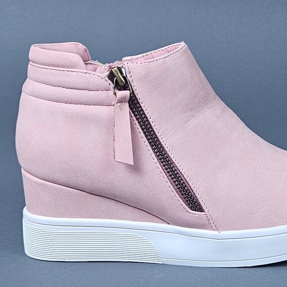 Dream Pairs Pink Blush Platform Wedge Sneaker Ankle Booties - Picture 7 of 14